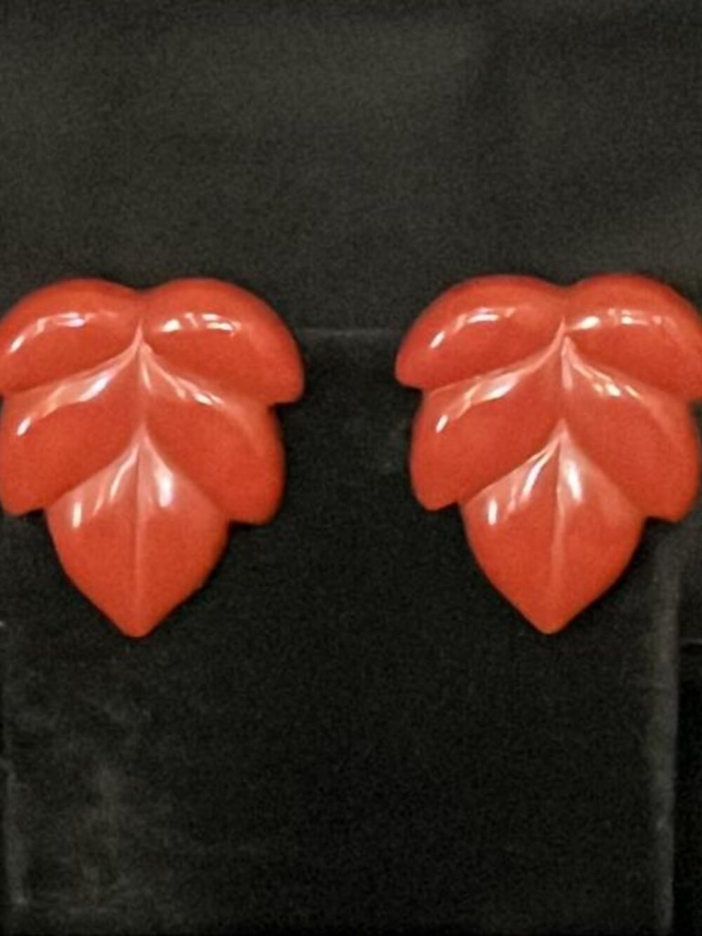 Dark Red Acrylic Leaf Earrings